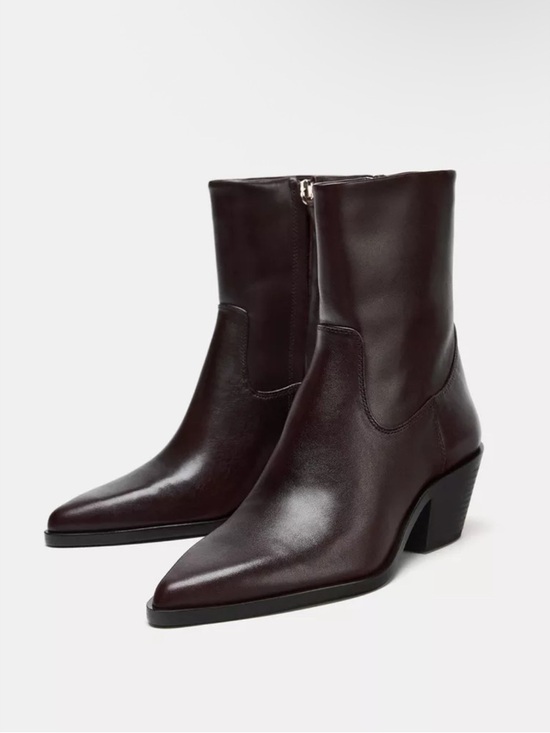 Zara Shoes - Zara 100% leather cowboy ankle boots